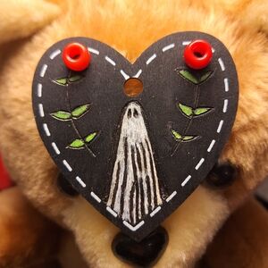 Heart-Shaped Ghost Woodburning Ornament